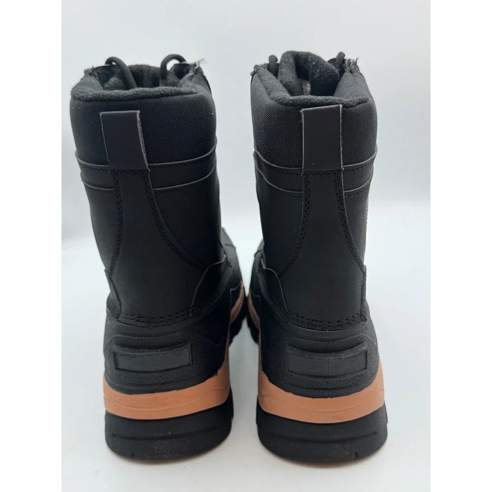 Mishansha Mens Black Faux Fur Lined Winter Snow‎ Boots Water Resistant Size 10